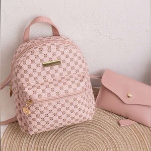Pink Geometric Backpack and Wallet Set NWT